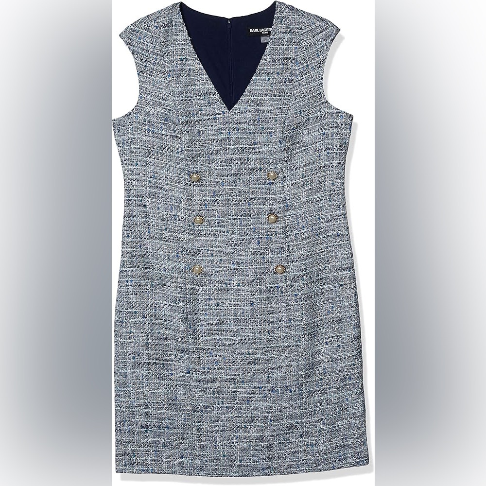 Karl Lagerfeld Blue Tweed Zip Dress